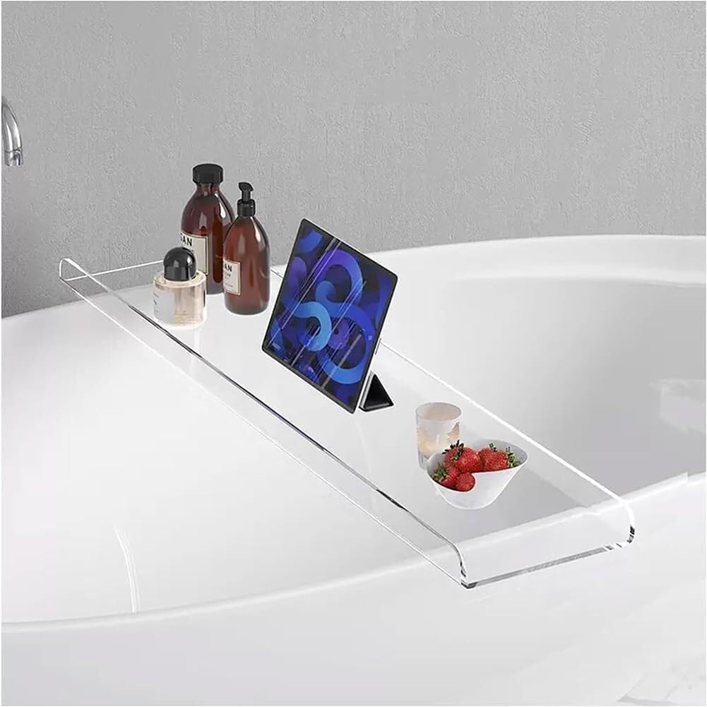Botellero para baño y toallero de acrílico para bañera en tardes de relax