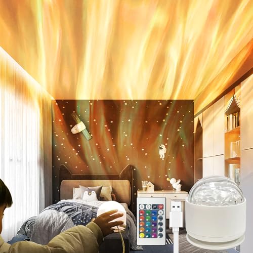 GY Proyector de Estrellas LED, RGB Aurora Lámpara Con 18 Efectos de Iluminación y Control Remoto, Proyector de Luz Aurora Aurora Boreal, Proyector LED de Cielo Estrellado, Luz Nocturna Para La de
