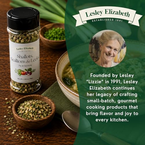 Image of Lesley Elizabeth Shallots, Scallions & Leeks Seasoning - All-Purpose Dip & Herb Blend | Gourmet Onion Spice for Chicken, Vegetables, Seafood & Grilling