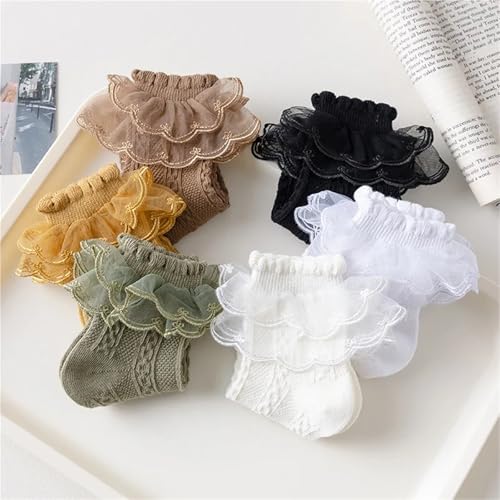 Ruffle socks 3 Pairs Summer Girls Socks Ruffle Sock Cute Children Frilly White Black Lace Cotton4