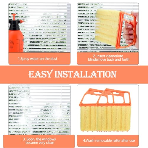 4 STK Reinigungsbürste für Jalousienreiniger, Lamellenreiniger, Jalousien Bürste mit 7 Lamellen, Reinigungswerkzeug Reinigungsbürsten für Jalousien, Fensterbürste Klimaanlagen Lücken Reiniger