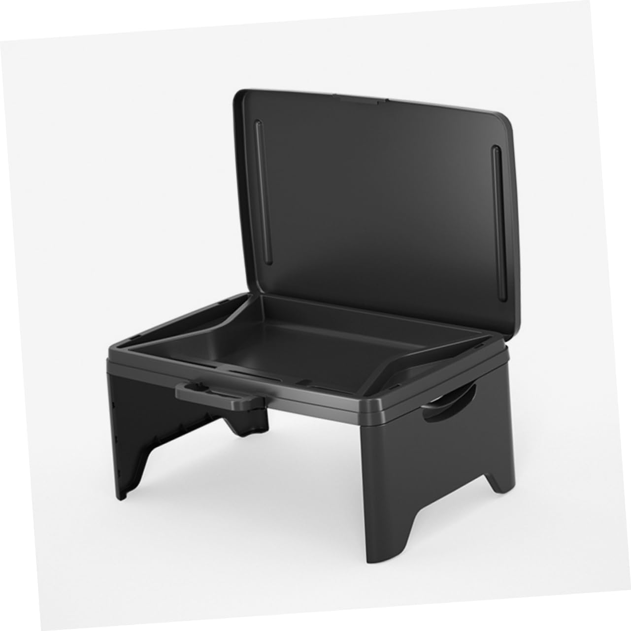 Tragbarer, faltbarer Schoßschreibtisch mit Staufächern, multifunktional, leicht, Laptop-Tablett für Erwachsene, ideal für Studium, Essen und Reisen, Schwarz