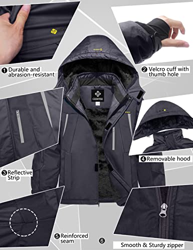 Gemyse Boy's Winter Waterproof Ski Snow Jacket Hooded Windproof Jacket (Iron Grey,10/12) #TOP5