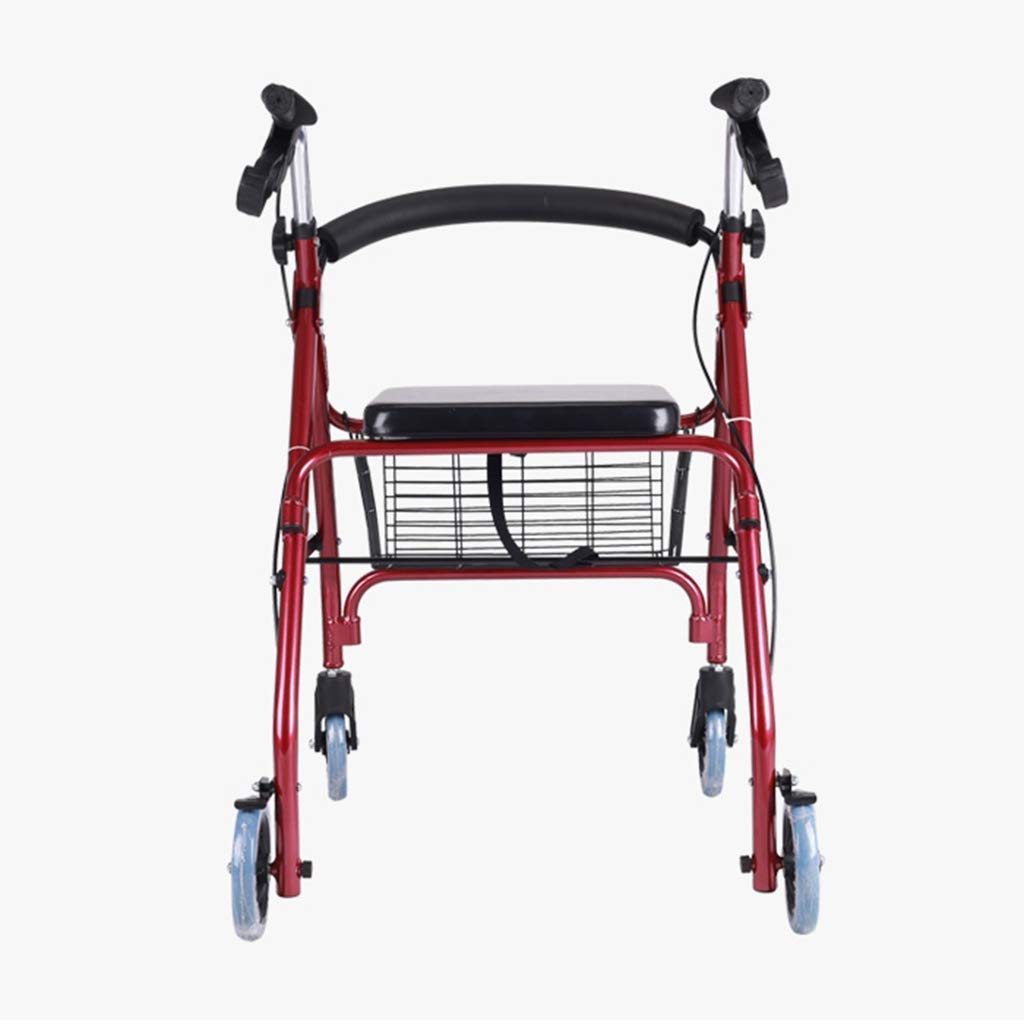 Andador para personas mayores con altura ajustable, ligero, plegable, de 4 ruedas, con cesta de asiento, andador para adultos de aluminio Lofty Ambition