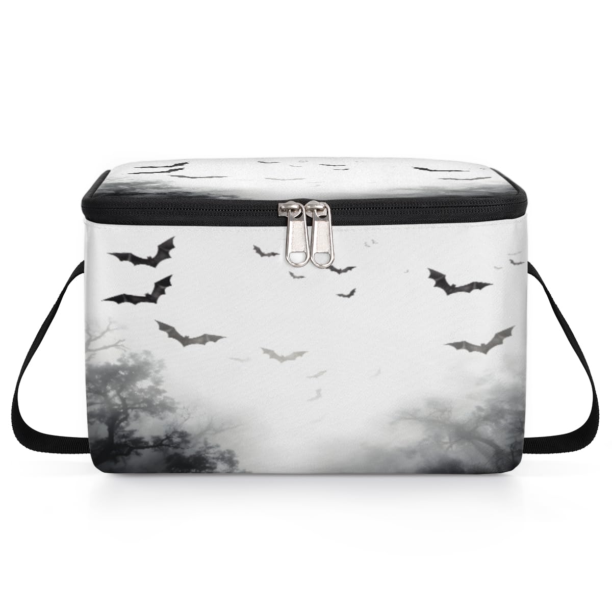 GzLeyigou Bats Lunch Bags for Women Men 9 Cans, Hot & Cold Food Delivery Bag Insulated Grocery Bag Insulated Lunch Box Black Bat Cooler Bag for Office Work Picnic Beach