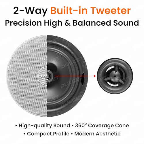 Image of DULCET DC-CS6F-PS Pro White 6.5 inch 20W 2 Way 8 Ohms Passive Ceiling Speaker that Connects to Active Bluetooth Ceiling Speaker (Active Bluetooth Speaker to be Purchased Separately)