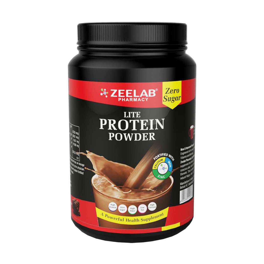 Zeelab Lite Protein Powder Chocolate Flavour 500g | Nutritional Protein Drink For All Age | 25 Vital Nutrients For Strength-image-17