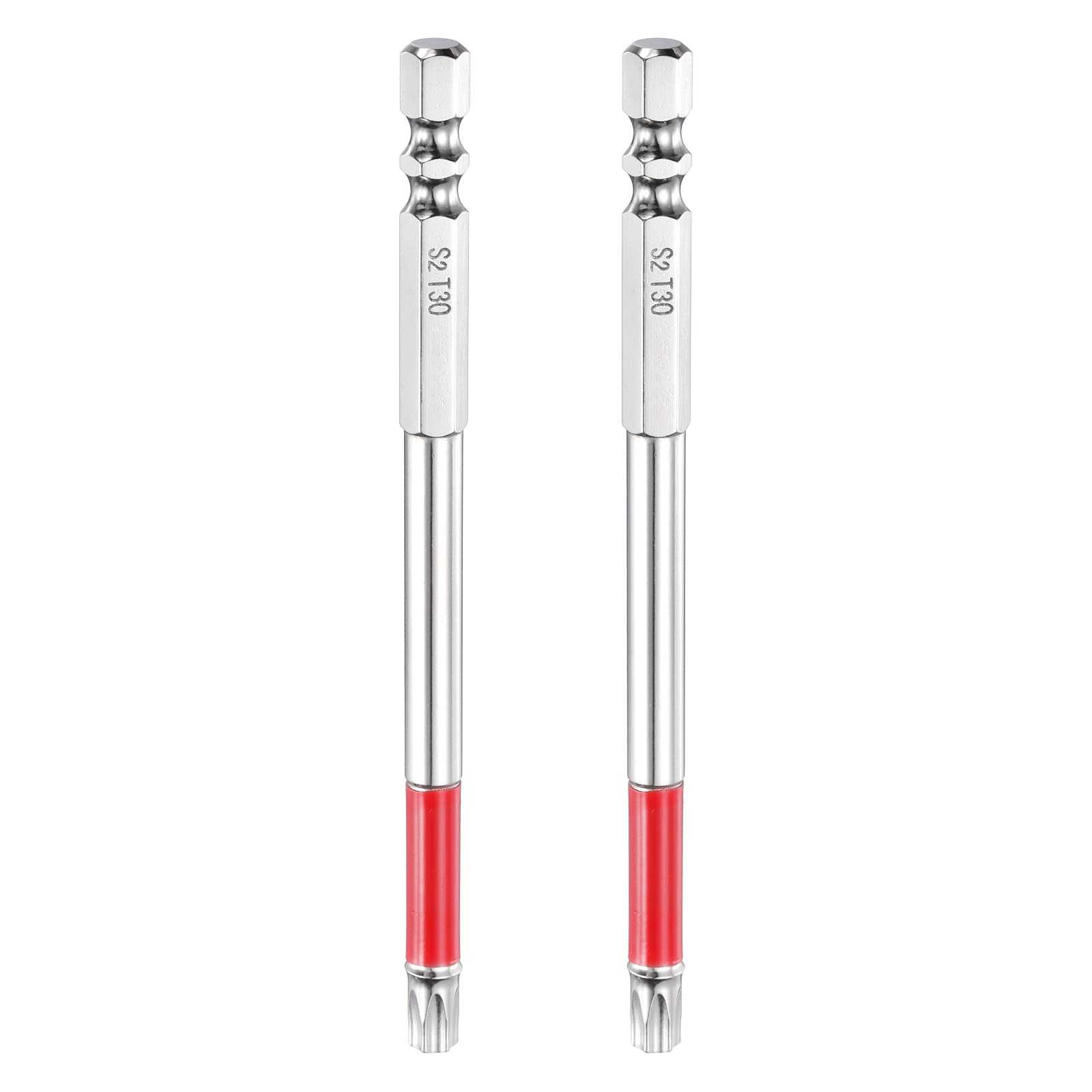 sourcing map 2pcs TT35 Torx Head Screwdriver Bit 1/4" Hex Shank 110mm Long Magnetic Tamper Proof 6 Point Star Drill Bits S2 Steel Industrial Power Screwdrivers with Hole Tip