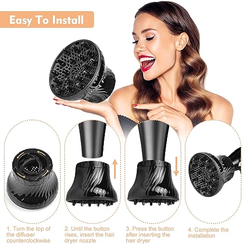 Universal Hair Diffuser, wynott Hair Dryer Diffuser Attachment 1.38in to 3in Adjustable Hair Dryer Diffuser Nozzle Professional Diffuser Hairdryer Hair Drying for Curly Hair or Wavy Hair Styling - Image 4
