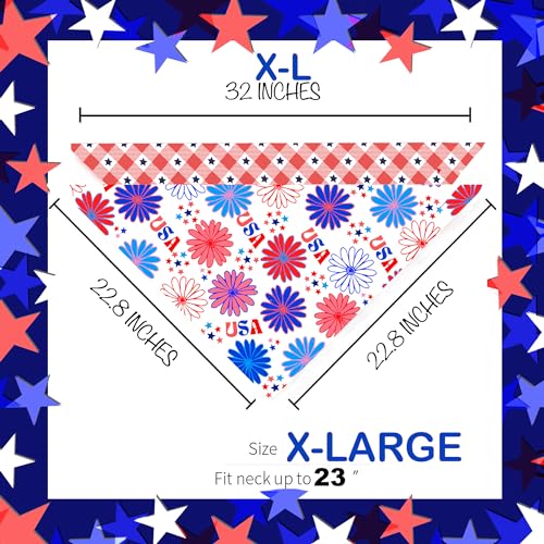 4th-of-July-Dog-Bandanas-2-Pack-Reversible-Stars-USA-Flowers-Scarfs-for-Boy-and-Girl-I-Love-USA-Pet-Scarves-for-Independence-Day-Bandanas-Bulk-for-Small-Medium-Large-Dogs-4th-of-July-X-Large - Cucciolini Doodles   4th-of-July-Dog-Bandanas-2-Pack-Reversible-Stars-USA-Flowers-Scarfs-for-Boy-and-Girl-I-Love-USA-Pet-Scarves-for-Independence-Day-Bandanas-Bulk-for-Small-Medium-Large-Dogs-4th-of-July-X-Large