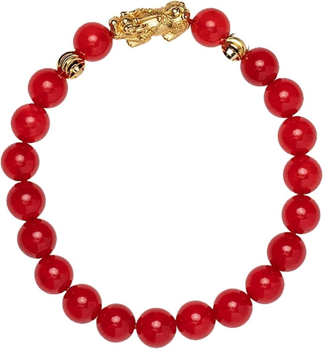 Nzpost Women's Pixiu Crystal Bracelet,Agate Bracelet,Natural Red Agate Lucky Zodiac Pig Charm Onyx Balance Red Bra