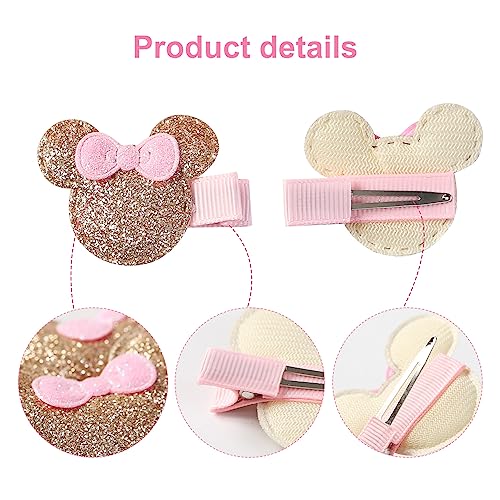 3 Pairs Glitter Mouse Ears Hair Clips for Baby Girls Toddler 1.5 Inch Hair Bows Barrettes Birthday Party Gift Hair Accessories - Image 4