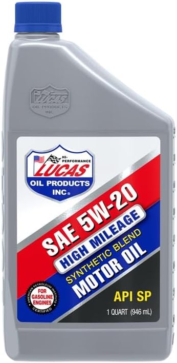 Lucas Oil Synthetic Blend High Mileage SAE 5w-20 Motor Oil_ API SP 1 Quart (Pack of 6)