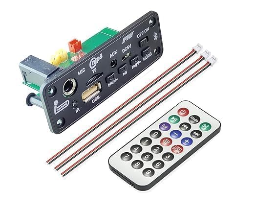 FM USB AUX Card MP3 Decoder Module With Mic Electronic Components Electronic Hobby Kit with Remote (Set of 1)