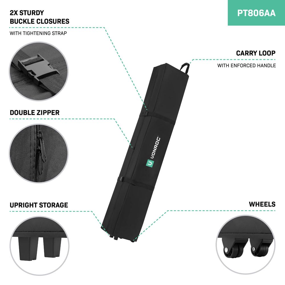 VONROC Borsa Custodia per Gazebo - 120L, con Ruote, Stoccaggio Compatto, Trasporto Facile, per Gazebo PT501XX e Altri Modelli