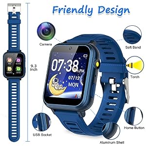 Wiszodet Kids Smart Game Watch with 39 Games HD Touch Screen Video Camera Music Player Pedometer Flashlight Alarm Clock 12/24 hr, Gifts for 5-12 Year Olds Boys — photo 4 of 6