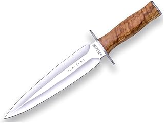 Joker Hunting Knife Colmillo CO108, Blade of 8.46 inches MOVA Steel, Olive Wood Handle, Brown Leather Sheath, Tool for Fishing, Hunting, Camping and Hiking - Joker