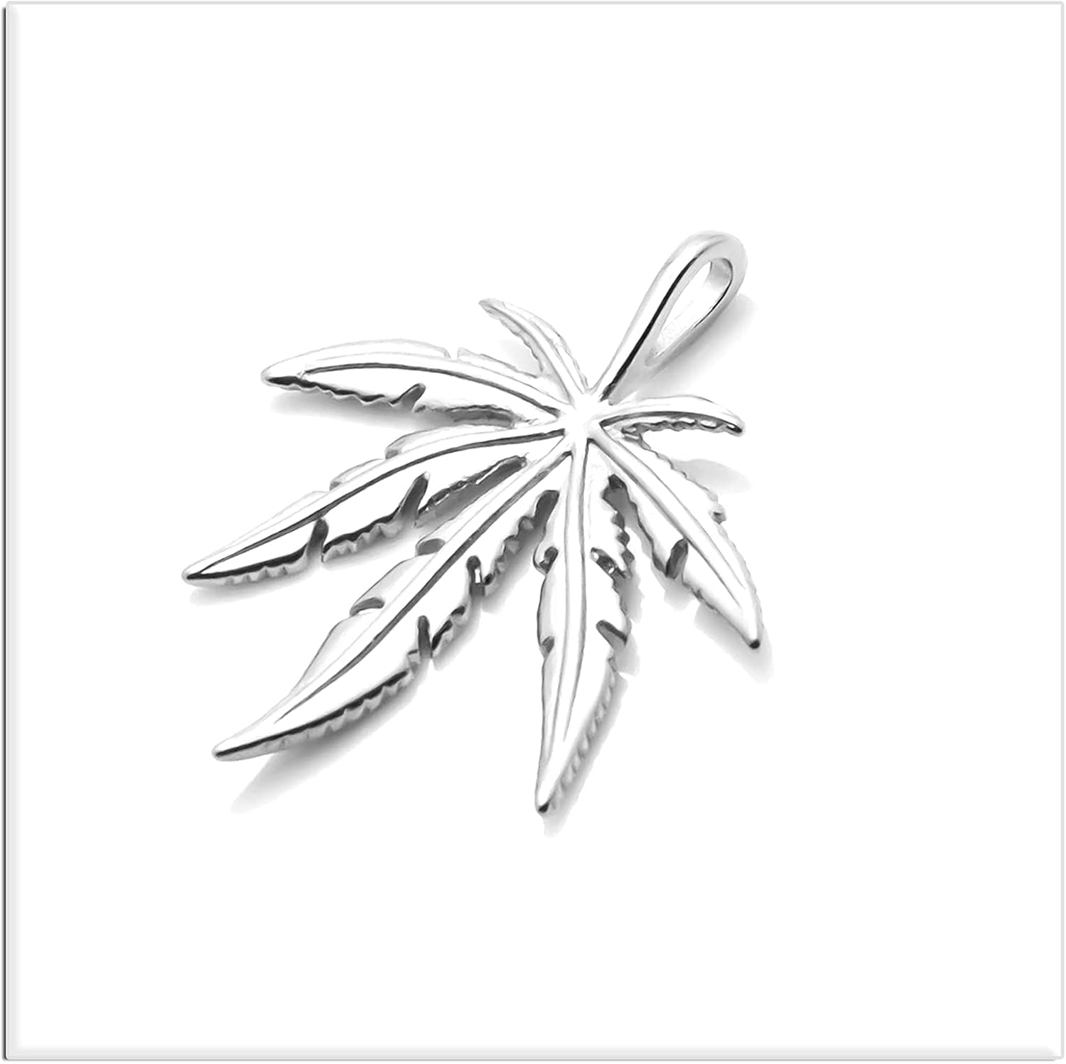 Xusamss Punk Rock Stainless Steel Leaf Pendant Charm Necklace,22inches Box Chain