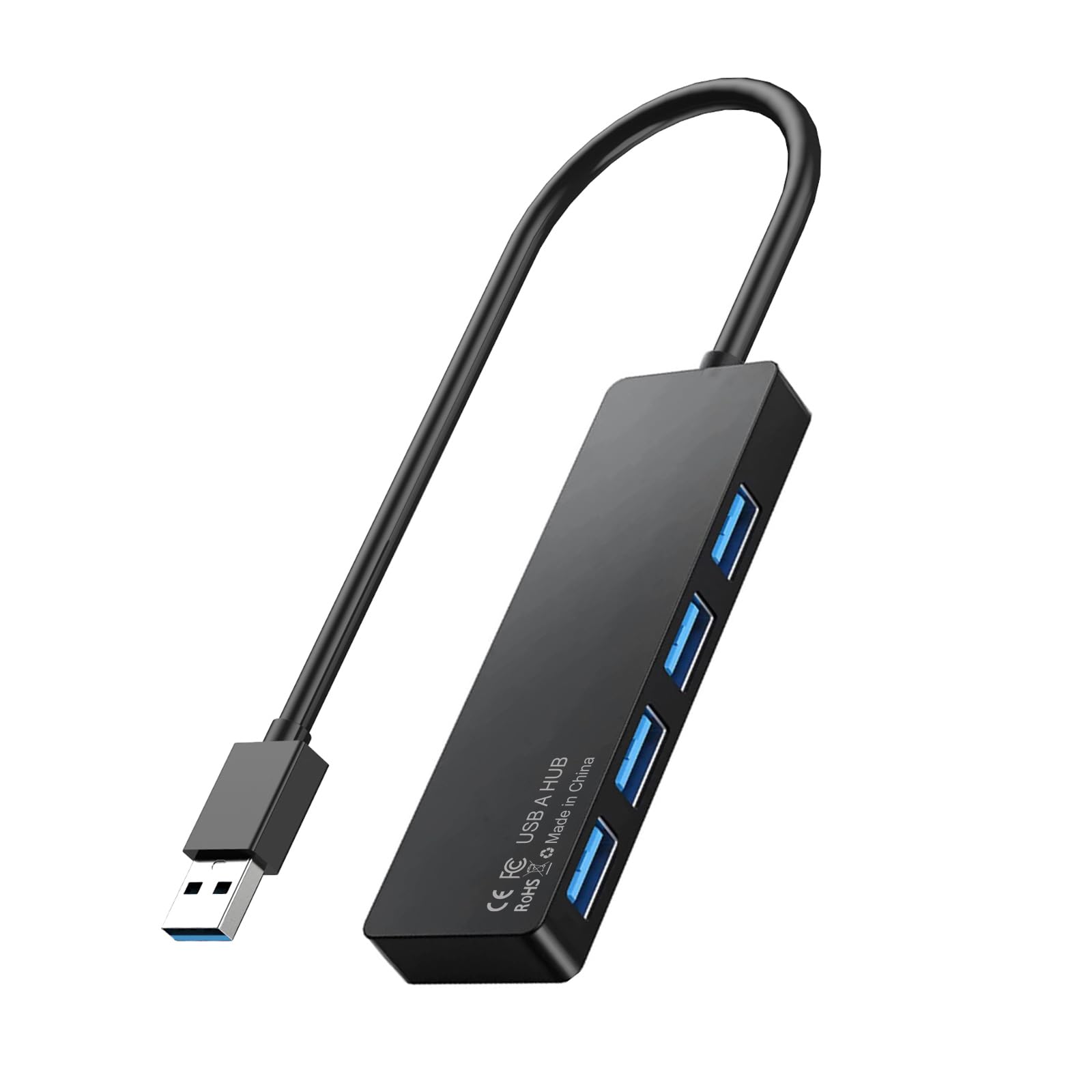 Hub USB 3.0, splitter multiplo USB A a 4 porte, estensione Plug and Play per laptop/PC/desktop, mouse, tastiera, unità flash, disco U, stampante, Xbox, HDD e altro – 0,8 m (non un