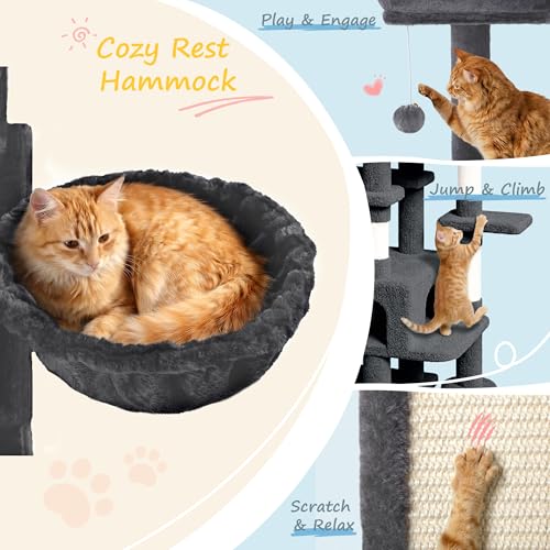 Árbol para gatos multi-niveles de 82 pulgadas color gris oscuro miniatura 3
