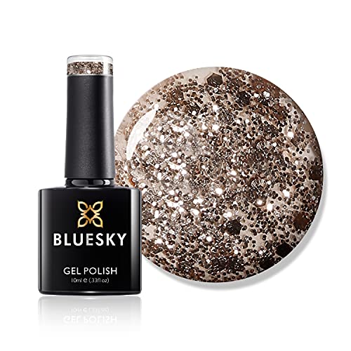 Bluesky Soak Off UV/LED KS gama Glitter Gel de color esmalte de uñas, 10 ml, dorado de lujo