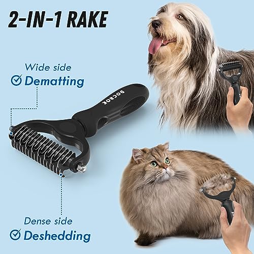 image for Docrok Pet Grooming Combo: Undercoat Rake, Dematting Deshedding Brush 
