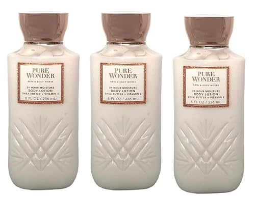 Bath & Body Works PURE WONDER 24 HR Moisture Loción Corporal Lote de 3 - Tamaño Completo