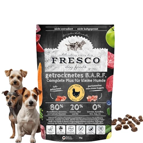 FRESCO Dog | Für kleine Rassen | Complete Plus Trockenbarf Huhn 2,5kg | Barf Trockenfutter aus frischem Fleisch, Obst und Gemüse | 100% natürliche Zutaten | ohne künstliche Zusätze