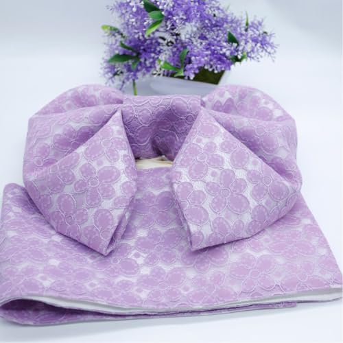 CAMDOM Japanese Kimono Pre-tied Bow Lace Printed Sakura Obi Belt Sash Yukata Robe Accessories2