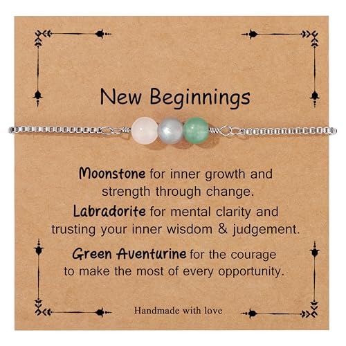 Yiyang Natural Crystal Bracelet Gifts for New Beginnings Anxiety Relief Positive Vibes Good Luck Protection Healing Bracelet Inspirational Encouragement Gifts for Women Friends