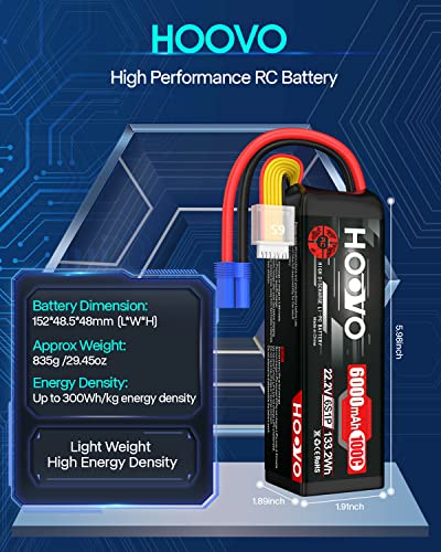Image of HOOVO 22.2V 6S LiPo Battery 6000mAh 100C Softcase RC Battery for RC Quadcopter Truck Boat Airplane Helicopter RC Vehicle(2 Pack)