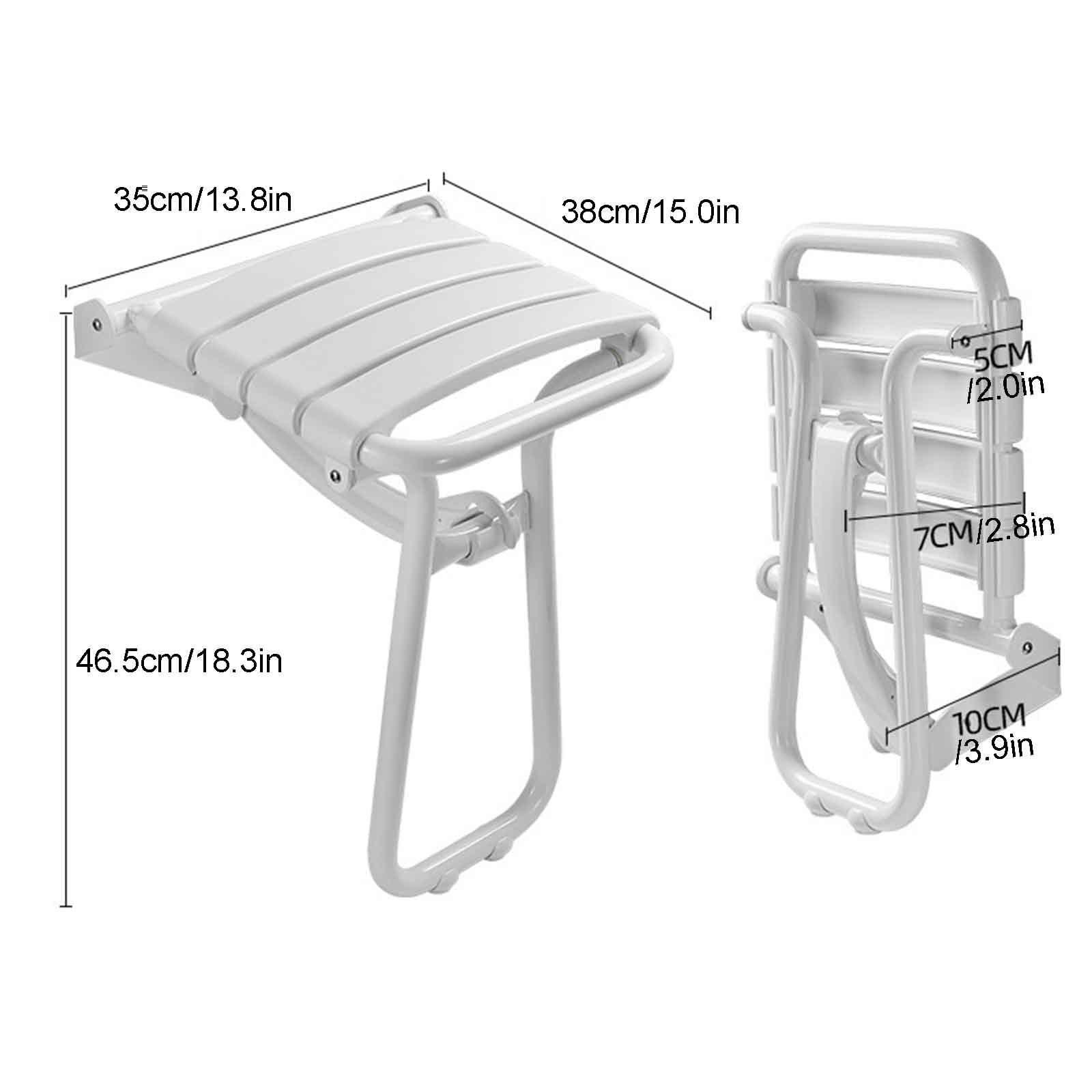 Silla de Ducha montada en la Pared, Banco de Ducha Plegable para Ducha Interior, Asiento de baño Plegable Asiento-baño Taburete de Seguridad, Taburete de Ducha Plegable,Improved White
