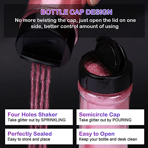 Htvront Pink Fine Glitter For Crafts - 50G/1.76Oz Ultra Glitter For Resin, 1/128''Portable Extra Fine Glitter Powder For Nails, Tumblers, Ornaments, Makeup, Body Resin Glitter Bulk, Pink Glitter #TOP2