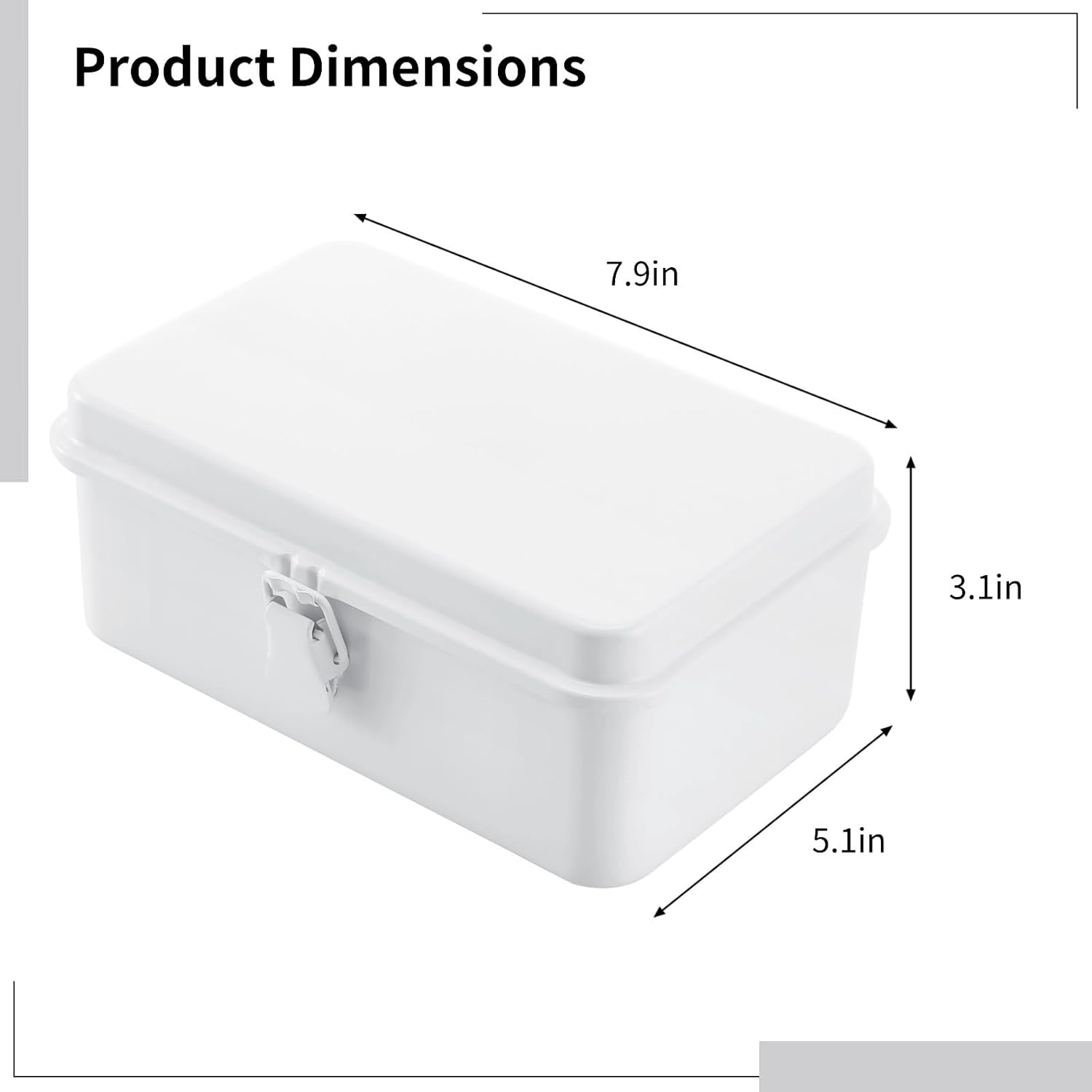 Rectangular Empty Hinged Metal Tool Box, Steel Storage Box with Hinged Lid, Metal Storage Organizer for Pens, Stationary, Office Supplies, Metal Container for Scrapbook Stamps, Pegs