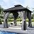 Aoxun 10’x10’ Hardtop Gazebo, Permanent Metal Pavilion with Galvanized Steel Double Roof, Outdoor Pregola for Lawn, Garden, Patio (Black)