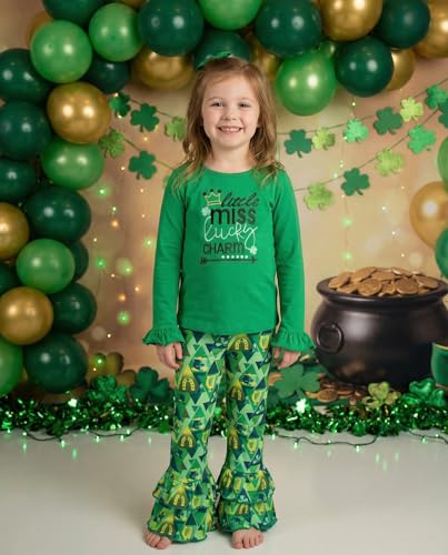 Image of Unique Baby 2 Piece Girls Double Ruffle Leggings and Long Sleeve Shirt Clothes Set Kid and Toddler Girl Outfit