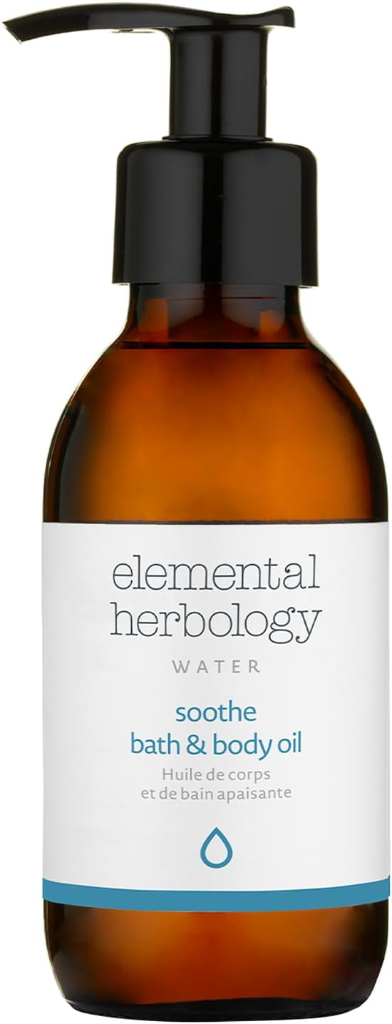 Elemental Herbology Soothe Bath & Body Oil, 145ml – Bath Oil to Relieve Tension – Lavender, Rose Damask, Ylang Ylang Essential Oils Blend for an Calming Bath