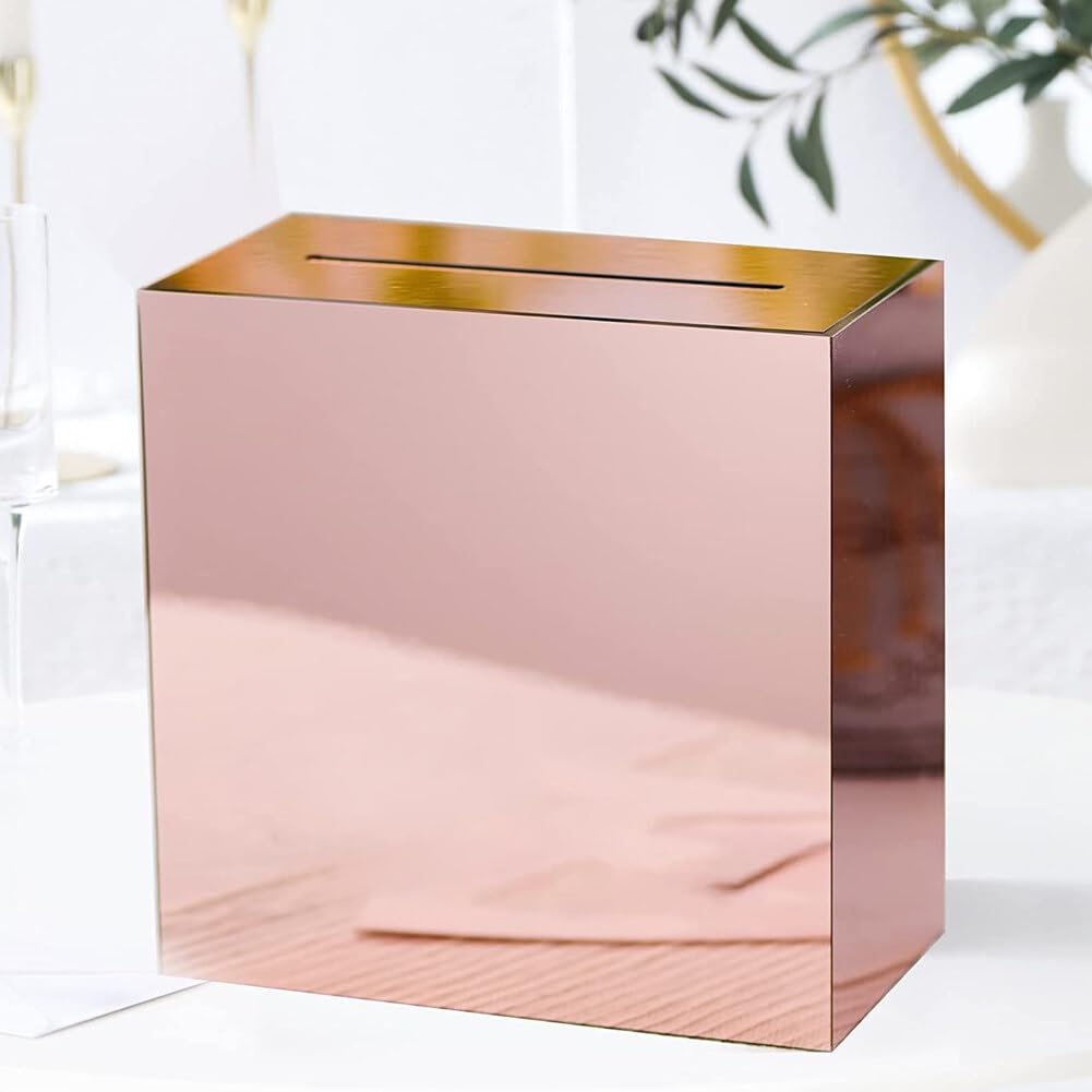 Boîte De Carte De Mariage en Acrylique avec Machine À sous, Rose en Orroir des Boîtes D'enveloppe De Lettres Souhaitant Une Boîte d'argent pour l'anniversaire De Réception De Mariage
