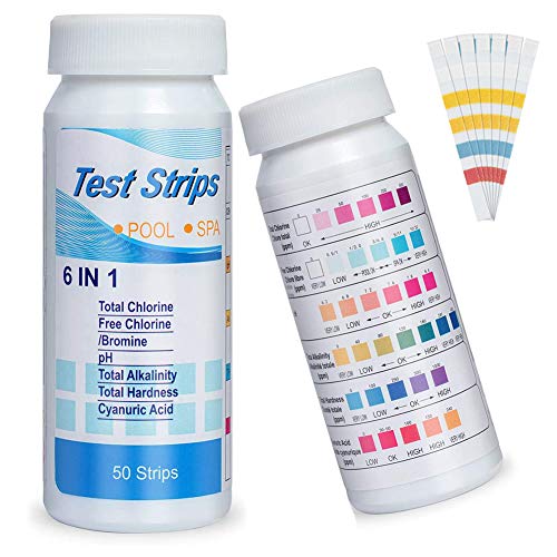 ZHIYI 6 in 1 Pool Hot Tub Spa Test Strips Water hardnessTest Kit Chlorine Ph Aquachek 50 Count