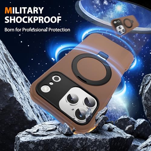 DuiDuiQ Compatible with iPhone 17 Pro Max Case 6.9''with Magnetic Ring Stand [Military Drop Protection][Compatible with Mag-Safe] Shockproof 17 Pro Max Phone Case for Men Wowen,Brown by DuiDuiQ - Image 5