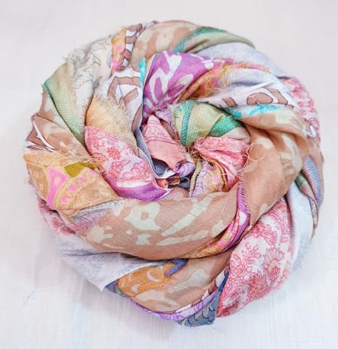 Vintage Fabrics Crafts 21 Yards Unstitched Sari Silk Yarn Ribbon