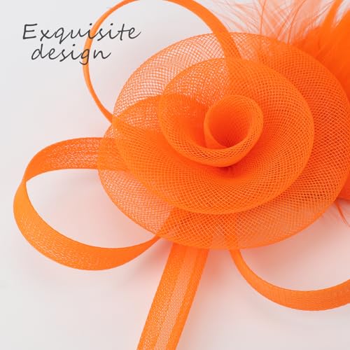 Image of DRESHOW Fascinators Hats for Women Tea Party Fascinator Hats Vintage 50s Headwear Cocktail Wedding Church Derby Hat