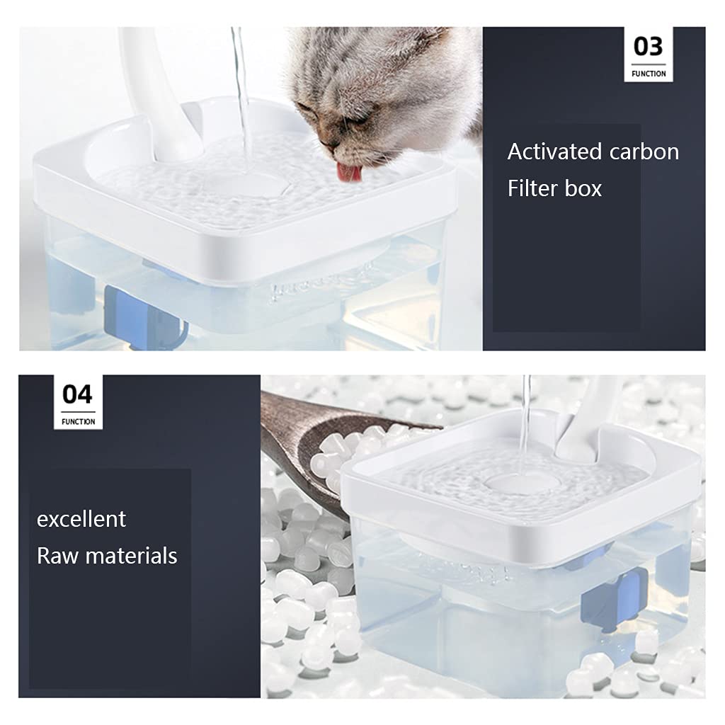 PANGBOER Fuentes de agua para gatos, dispensador automático de agua para perros y mascotas, con ventana de 2 L con ventana nocturna para visión LE, fuente grande automática con filtro
