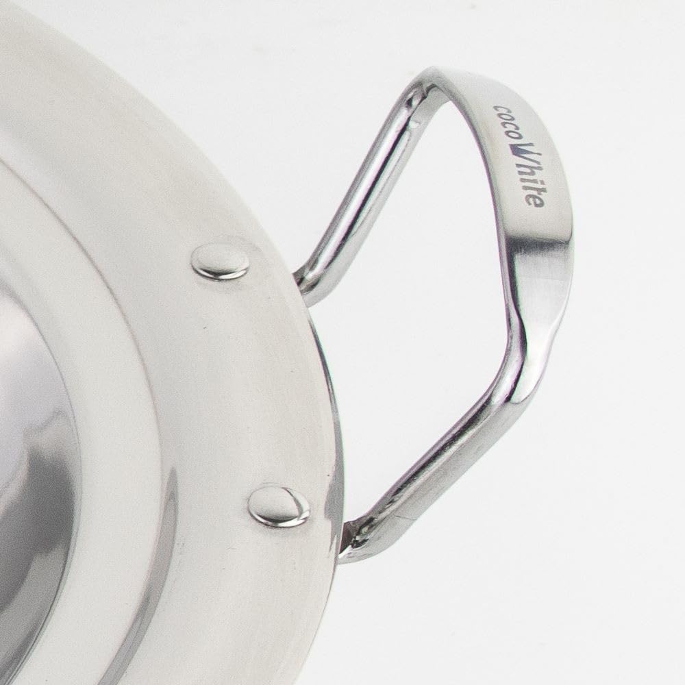 Saharashop Marokkanisch Tajine cocoWhite Ø 34 cm Induktion Tajin Tagin Edelstahl Silber alle Herdarten Groß