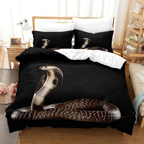 Housse de couette serpent 135x200 microfibre respirante et douce 3D - 3