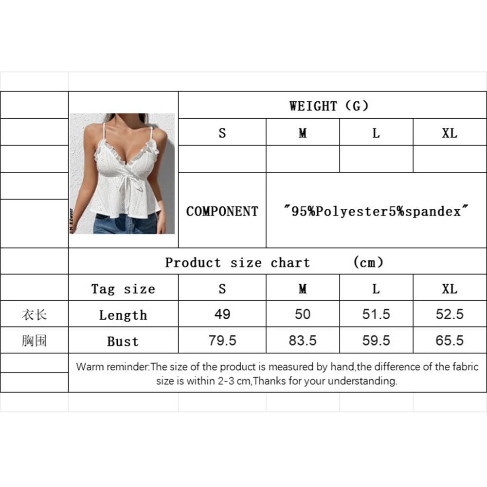 Mujeres sin Mangas V Cuello Lazo Nudo Crop Cami Top | Eyelet Crochet Peplum Crop Tops para la Playa, Vacaciones y Ropa Casual