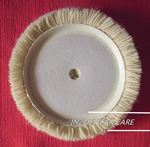 Inzoey Wool Buffing Pad,3 Pack 7" Car Polishing Pad With Hook And Loop For Cleaning & Cutting,Polishing,100% Wool Sheepskin Material,Durable And Soft #TOP2