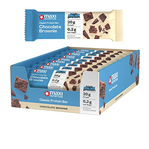 MaxiNutrition Classic Protein Bar Chocolate Brownie, 21x40g High-Protein-Riegel, 50% Eiweißgehalt, 20g Protein pro Riegel, low sugar (0,2g), ohne Zuckerzusatz, ohne küntsliche Aromen/ Farbstoffe Cover