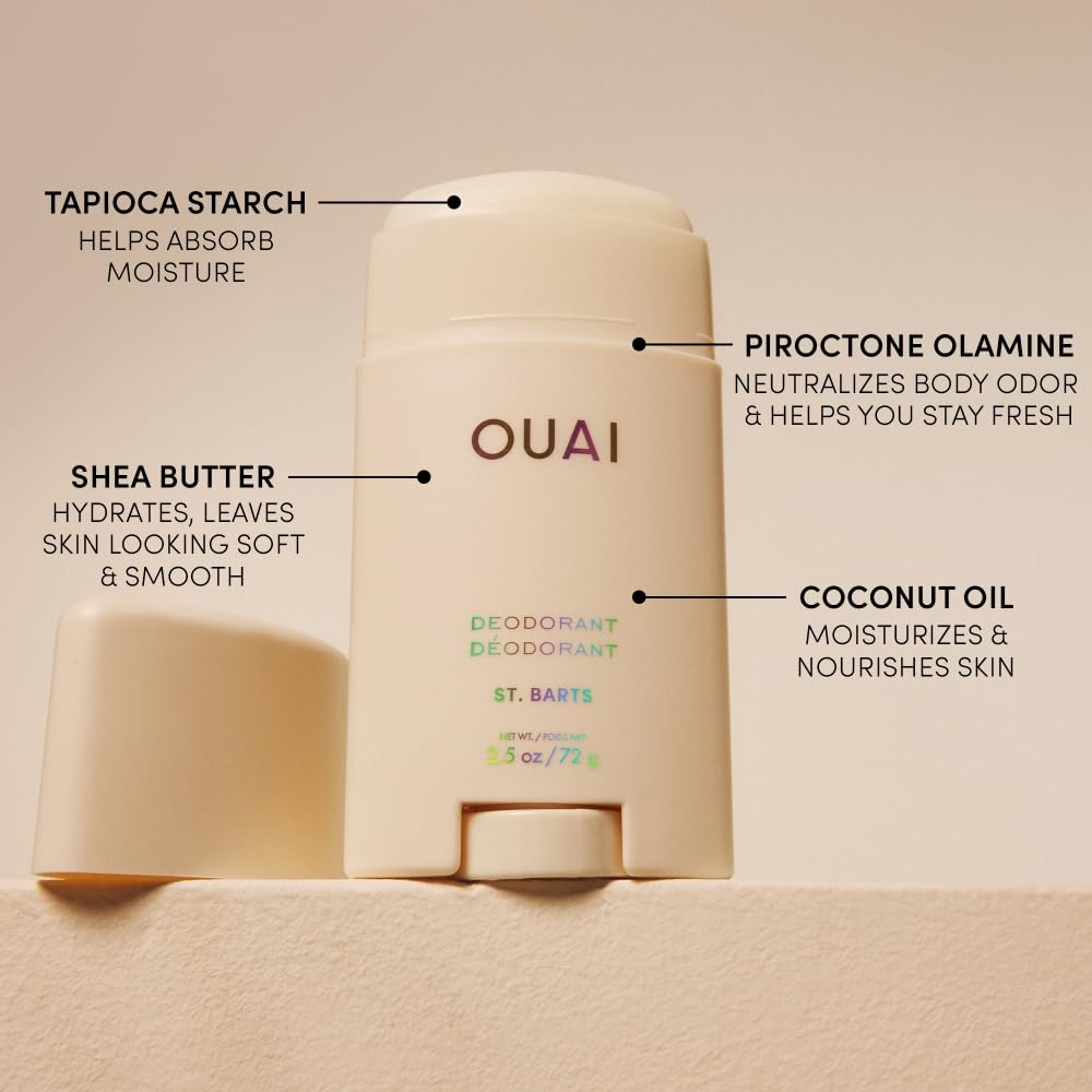 OUAI Aluminum-Free Deodorant for Women, Clear Application, 24-Hour Odor Control
