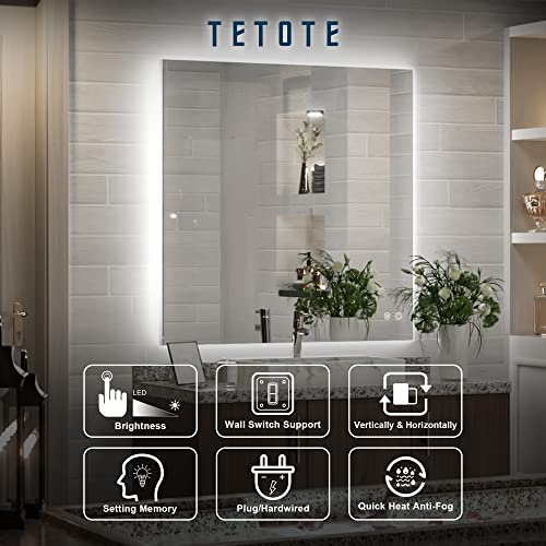 Tetote 36 X 36 Inch Led Backlit Mirror With Light Bathroom,Anti-Fog,Dimmable,Cri90+,Ip 54Water Proof,Vanity Mirror With Light,Wall Mounted,Horizontal/Vertical #TOP6